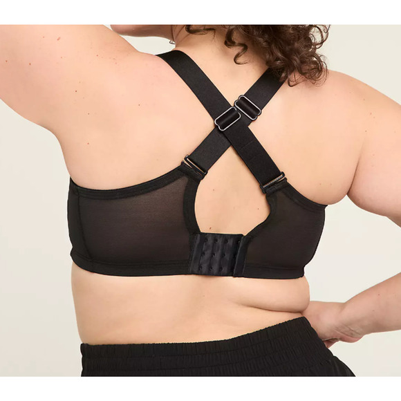 LIVI Lane Bryant Sports Bra 40DD Black Crisscross Front Medium Impact No-Wire - Picture 4 of 8